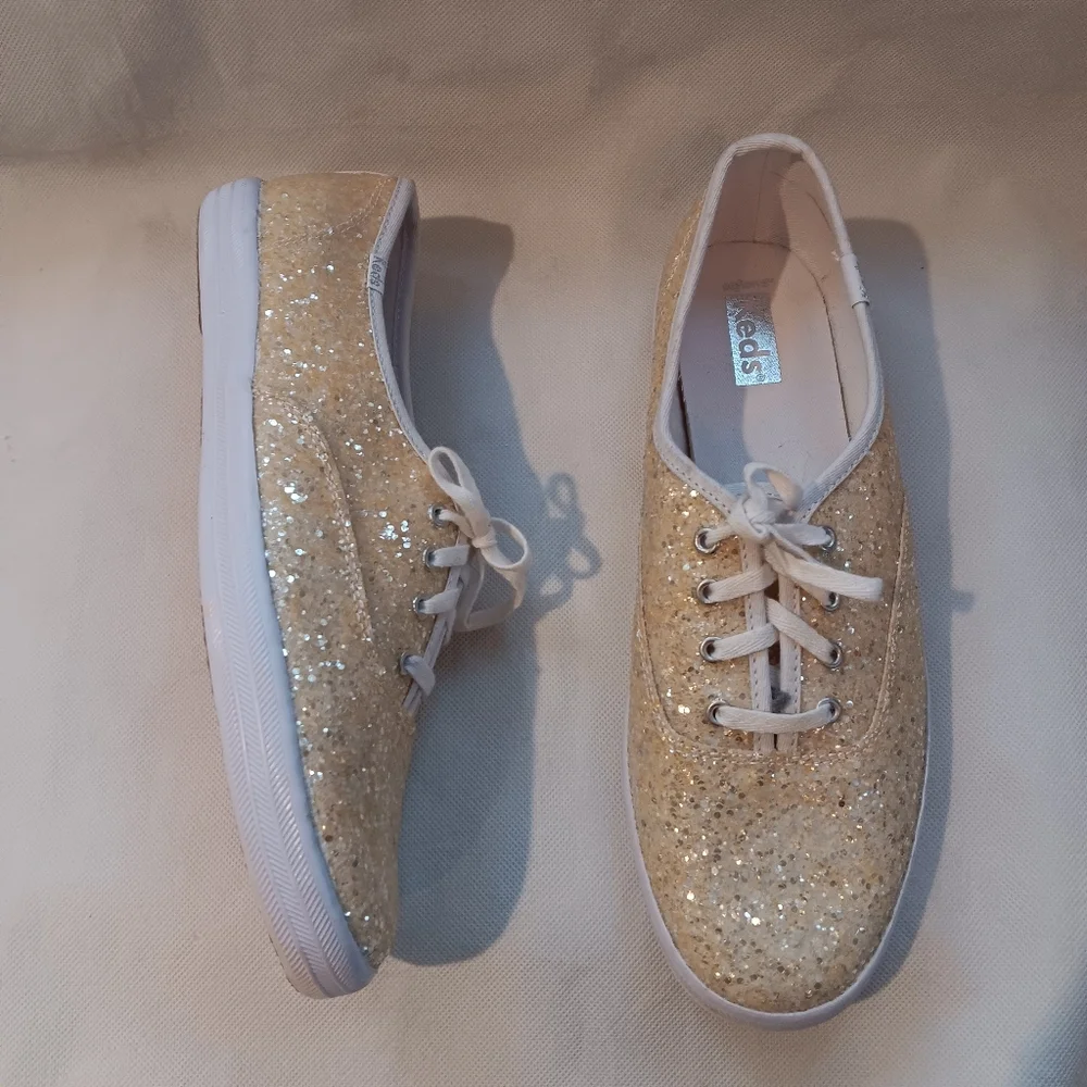 Keds Womens 8.5 Champion Glitter Celebrations Lace Up Sneaker Shoes